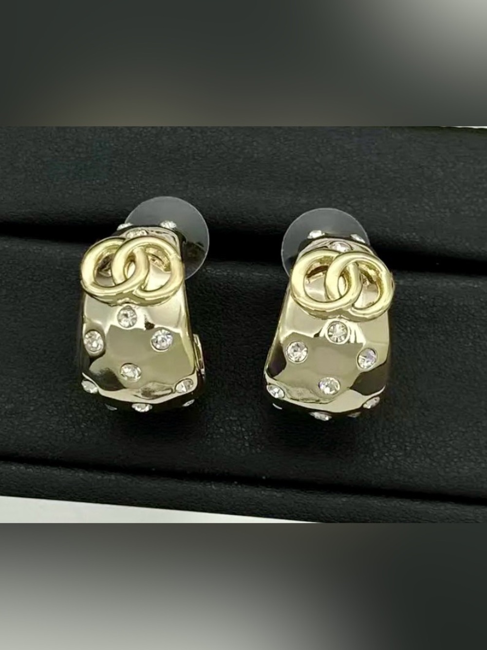 Authentic Chanel Strass CC Hoop Earring from the 2024 Fall/Winter Collection